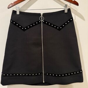 Maje Black Mini Skirt with Silver Studs Size 40